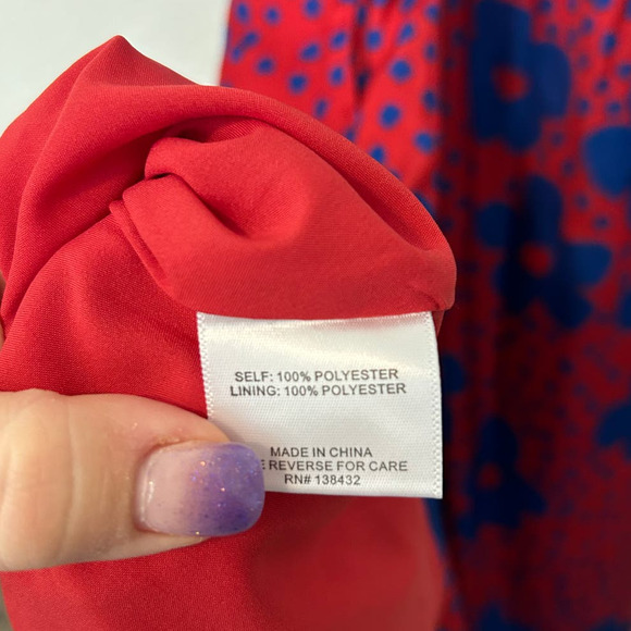 ModCloth Timeless Magnetism A-Line Dress Size Medium Red Blue Floral Knee Length - Picture 8 of 16